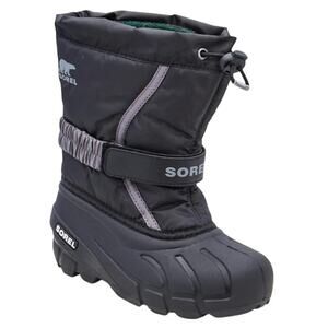 Sorel Kids Flurry Winter Boot US 4 EU 35 Black Grey Waterproof GUC